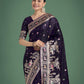 Monjolika Fashion Gorgeous Purple Woven Banarasi Designer Satin Silk Saree | Swadesiicart