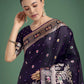 Monjolika Fashion Gorgeous Purple Woven Banarasi Designer Satin Silk Saree | Swadesiicart