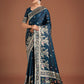 Monjolika Fashion Gorgeous Dark Teal Woven Banarasi Designer Satin Silk Saree | Swadesiicart