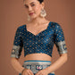 Monjolika Fashion Gorgeous Dark Teal Woven Banarasi Designer Satin Silk Saree | Swadesiicart