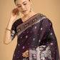 Monjolika Fashion Gorgeous Wine Woven Banarasi Designer Satin Silk Saree | Swadesiicart