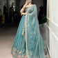 Lorenvalley Fashion Skyblue Zari Shimmer Sequins and Thread Embroidery Work Lehenga Choli with Dupatta - Swadesiicart