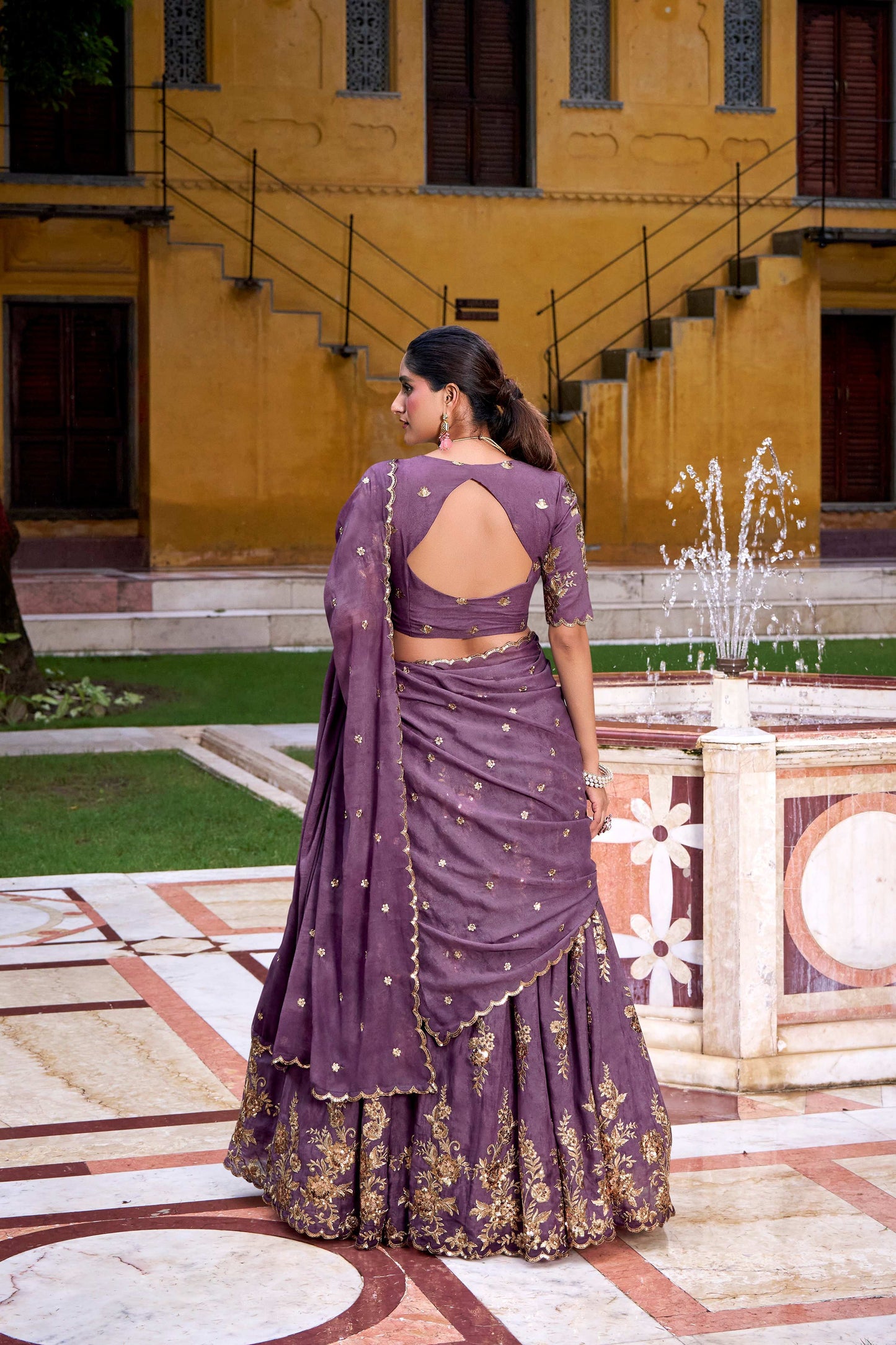 Lorenvalley Fashion Lavender Crush Sequins and Thread Embroidery Work Lehenga Choli with Dupatta - Swadesiicart