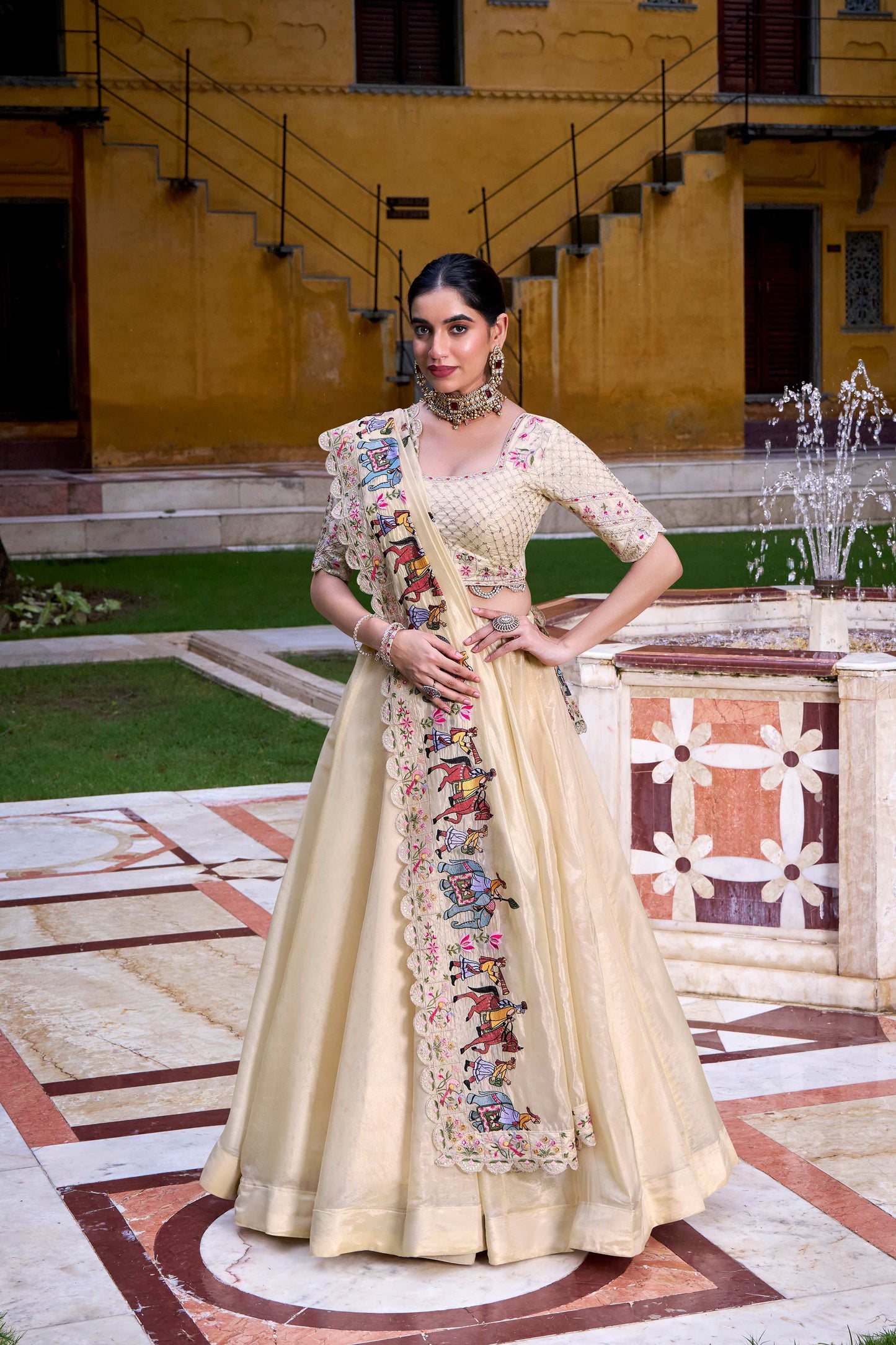 Lorenvalley Fashion Off White Raspberry Plain with Canvas and Can Can Lehenga Choli with Dupatta - Swadesiicart