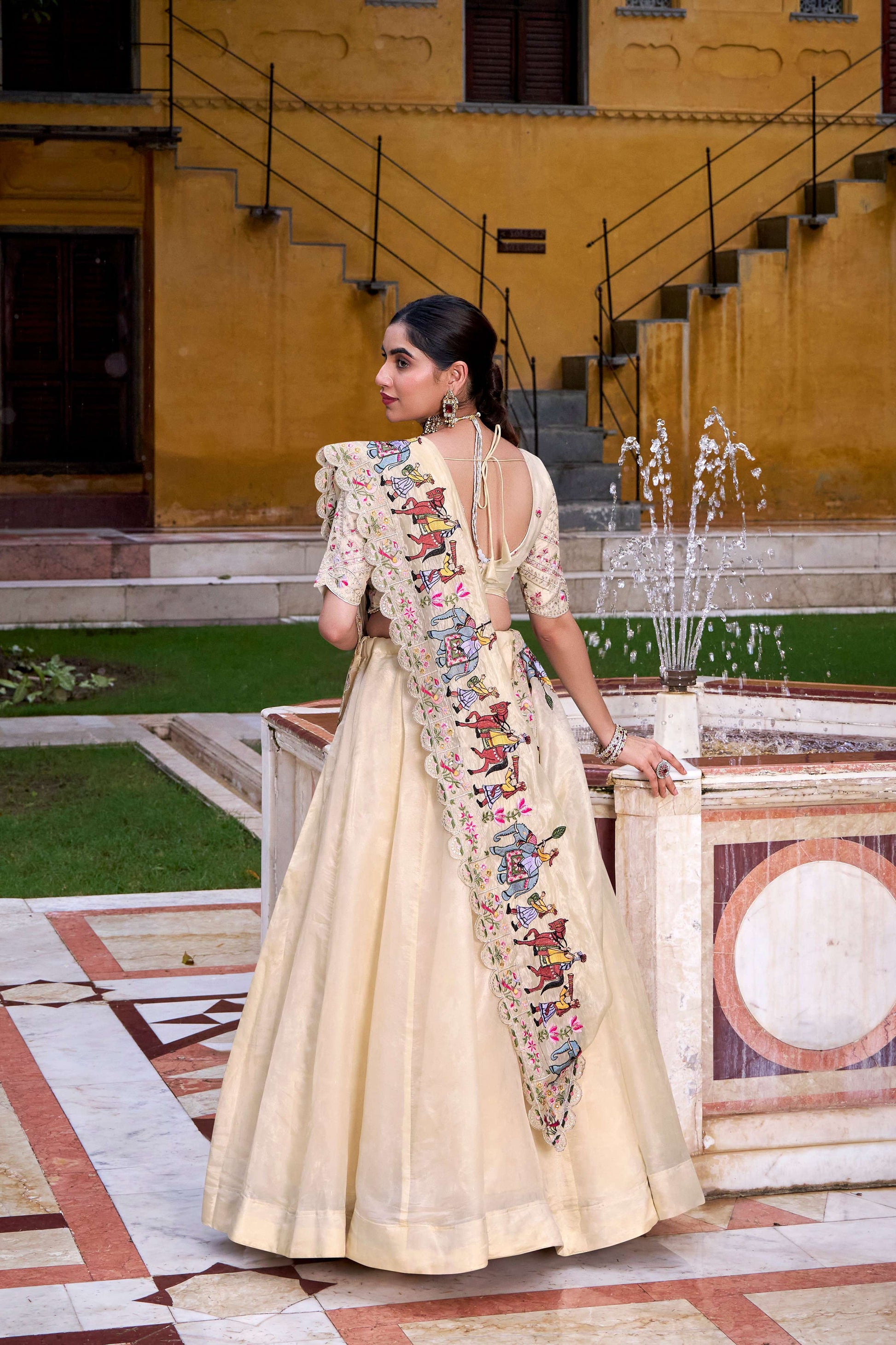 Lorenvalley Fashion Off White Raspberry Plain with Canvas and Can Can Lehenga Choli with Dupatta - Swadesiicart