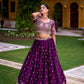 Lorenvalley Fashion Purple Rangoli Crush Sequins and Thread Embroidery Work Lehenga Choli with Dupatta - Swadesiicart