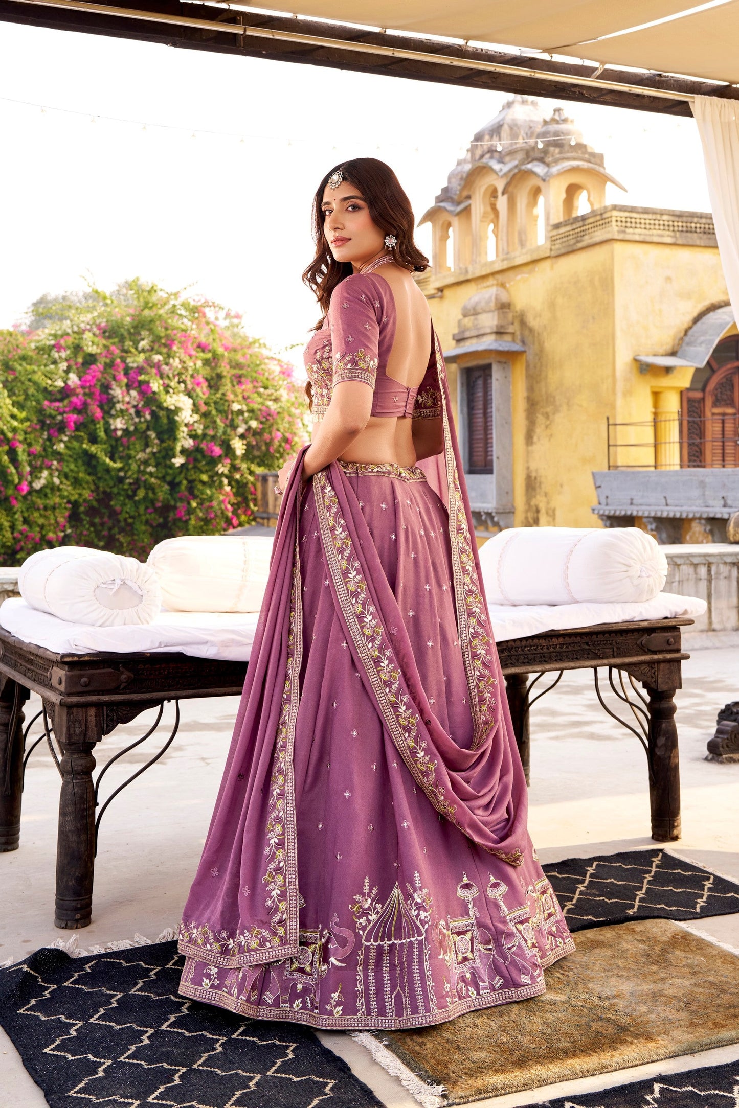 Lorenvalley Fashion Lavender Crush Silk Sequins and Thread Embroidery Work Lehenga Choli with Dupatta - Swadesiicart