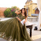 Lorenvalley Fashion Mehendi Crush Silk Sequins and Thread Embroidery Work Lehenga Choli with Dupatta - Swadesiicart