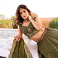 Lorenvalley Fashion Mehendi Crush Silk Sequins and Thread Embroidery Work Lehenga Choli with Dupatta - Swadesiicart