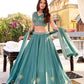 Lorenvalley Fashion Skyblue Crush Silk Sequins and Thread Embroidery Work Lehenga Choli with Dupatta - Swadesiicart