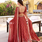 Lorenvalley Fashion Rust Crush Silk Sequins and Thread Embroidery Work Lehenga Choli with Dupatta - Swadesiicart