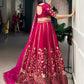 Lorenvalley Fashion Ranipink Natural Silk Sequins and Thread Embroidery Work Lehenga Choli with Dupatta - Swadesiicart