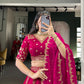 Lorenvalley Fashion Ranipink Natural Silk Sequins and Thread Embroidery Work Lehenga Choli with Dupatta - Swadesiicart