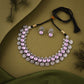 Tehzeeb Creations Silver Plated Lavender Colour Stone Jewellery Choker Necklace Set With Matching Pair of Stud Earrings - Swadesiicart