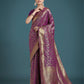 Monjolika Fashion Scintilla Purple Banarasi Satin Silk Meenakari zari weaving Pattern Saree | Swadesiicart