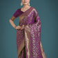 Monjolika Fashion Scintilla Purple Banarasi Satin Silk Meenakari zari weaving Pattern Saree | Swadesiicart