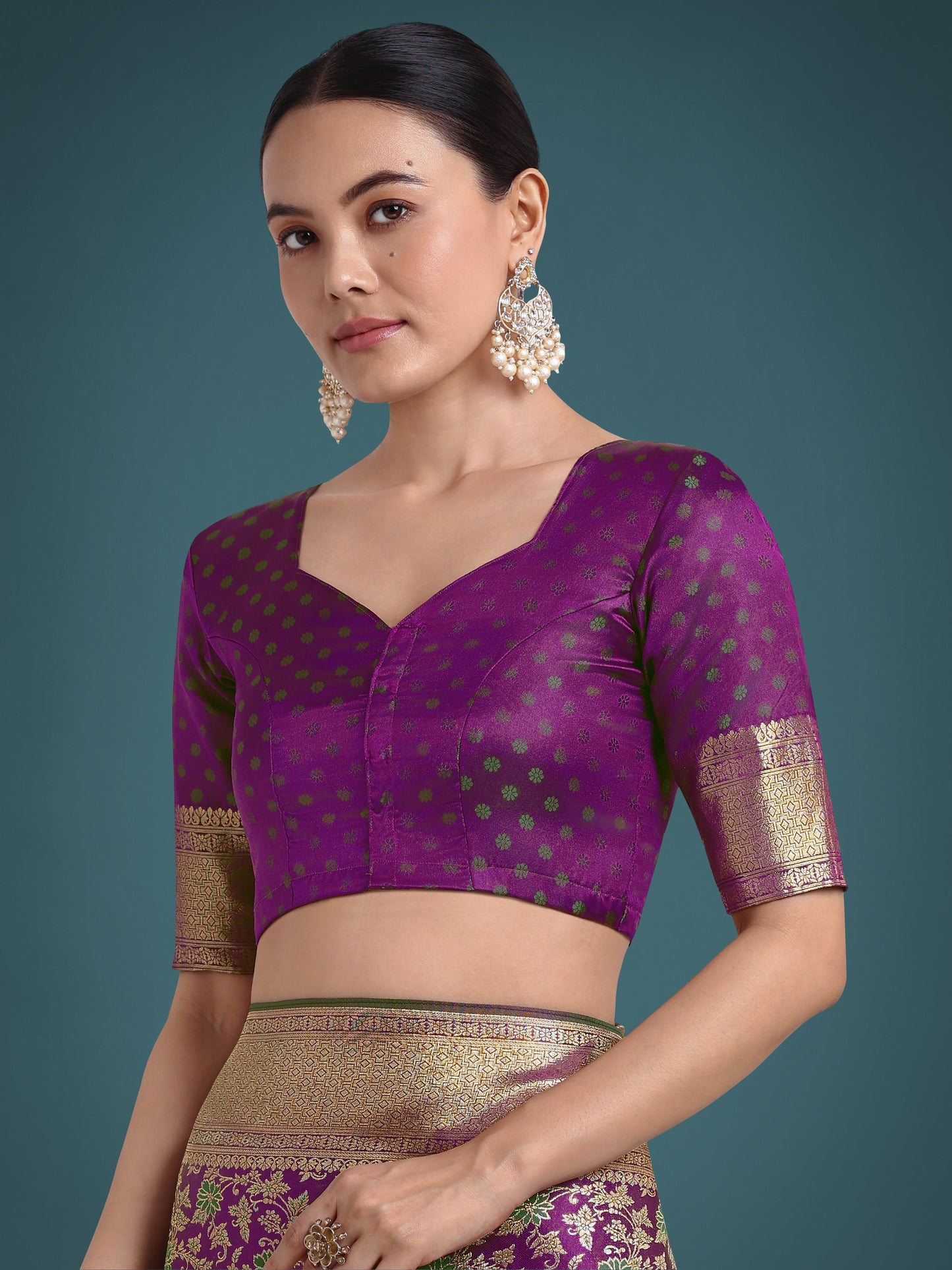Monjolika Fashion Scintilla Purple Banarasi Satin Silk Meenakari zari weaving Pattern Saree | Swadesiicart