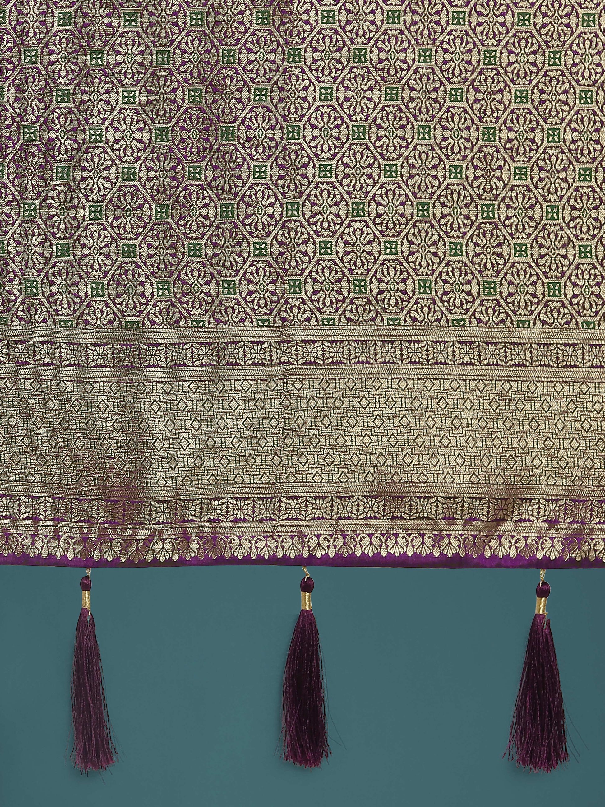 Monjolika Fashion Scintilla Purple Banarasi Satin Silk Meenakari zari weaving Pattern Saree | Swadesiicart