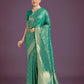 Monjolika Fashion Scintilla Turquoise Banarasi Satin Silk Meenakari zari weaving Pattern Saree | Swadesiicart