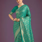 Monjolika Fashion Scintilla Turquoise Banarasi Satin Silk Meenakari zari weaving Pattern Saree | Swadesiicart