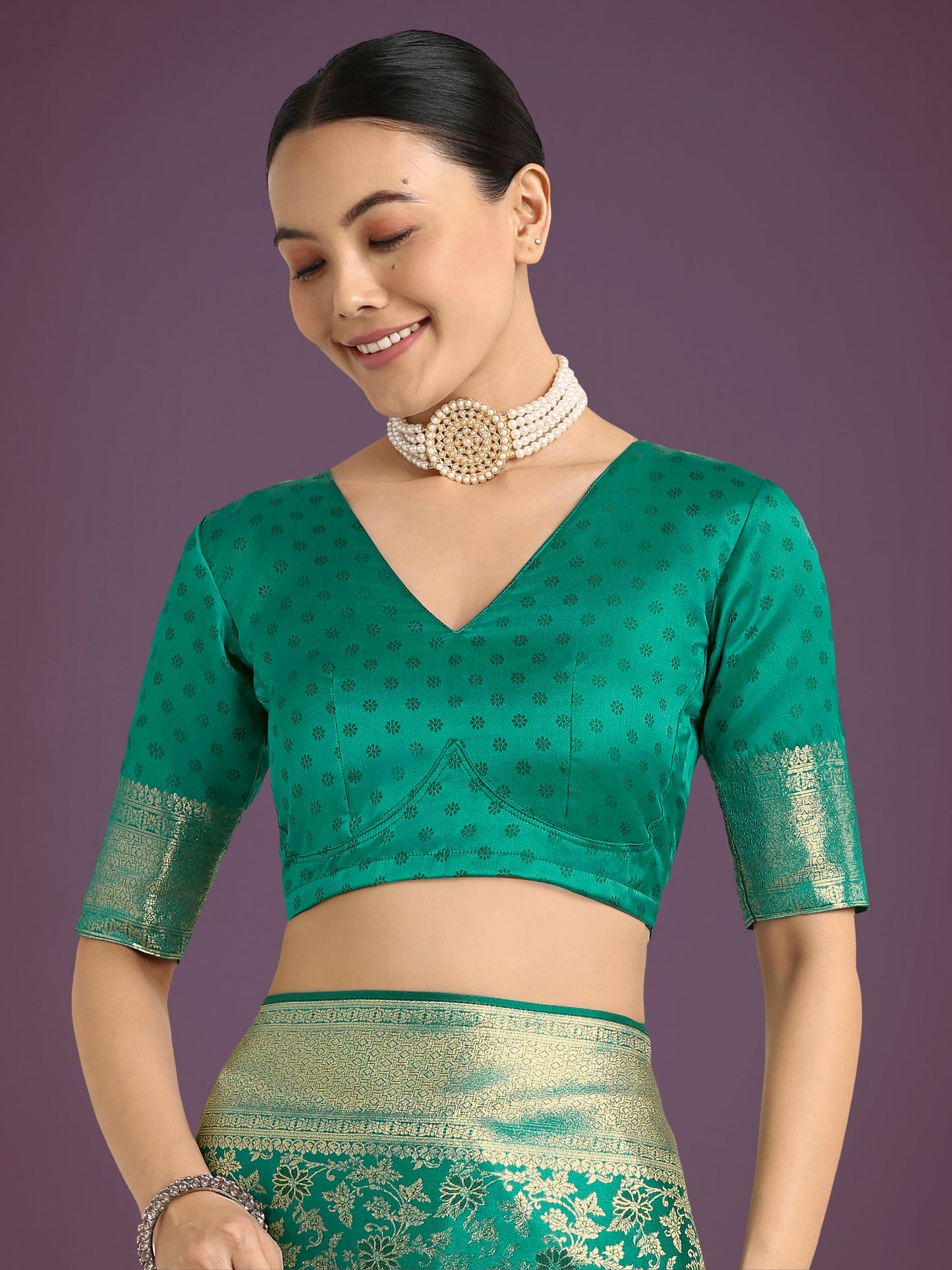 Monjolika Fashion Scintilla Turquoise Banarasi Satin Silk Meenakari zari weaving Pattern Saree | Swadesiicart