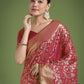 Monjolika Fashion Scintilla Magenta Banarasi Satin Silk Meenakari zari weaving Pattern Saree | Swadesiicart