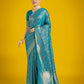 Monjolika Fashion Scintilla Sky blue Banarasi Satin Silk Meenakari zari weaving Pattern Saree | Swadesiicart