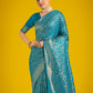 Monjolika Fashion Scintilla Sky blue Banarasi Satin Silk Meenakari zari weaving Pattern Saree | Swadesiicart