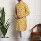 Sojanya Men Yellow Ethnic Motifs Printed Kurta with Churidar | Swadesiicart