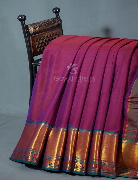 Kalanetha Magenta Pink Colour Zari Kanchi Style Pure Narayanpet Cotton Saree By Gayathri Reddy Designer Studio | Swadesiicart