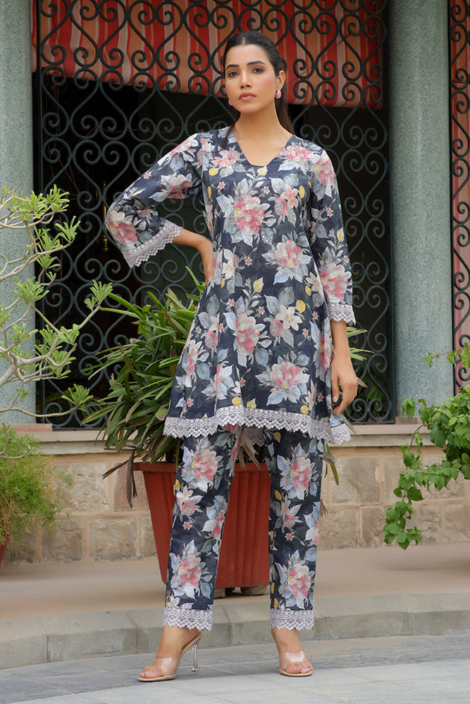 Vaasva Women Black Printed Cord Set With Printed Pants - Swadesiicart