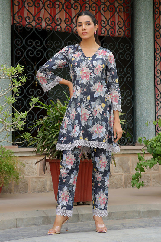Vaasva Women Black Printed Cord Set With Printed Pants - Swadesiicart