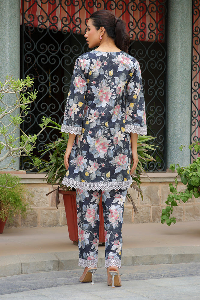 Vaasva Women Black Printed Cord Set With Printed Pants - Swadesiicart
