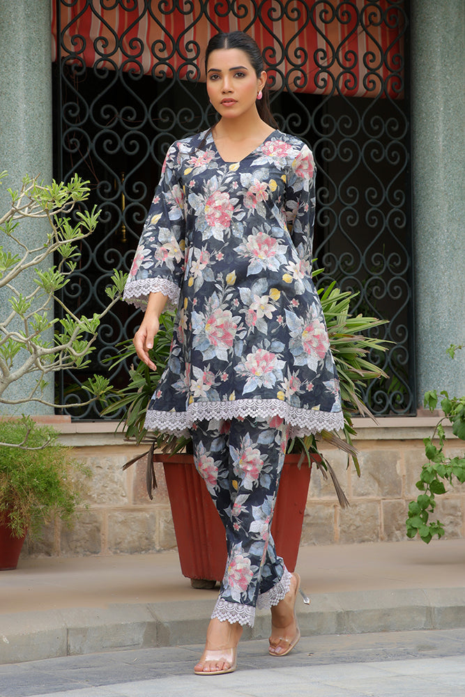 Vaasva Women Black Printed Cord Set With Printed Pants - Swadesiicart