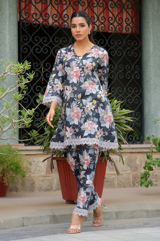 Vaasva Women Black Printed Cord Set With Printed Pants - Swadesiicart
