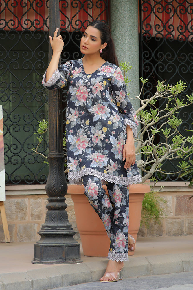 Vaasva Women Black Printed Cord Set With Printed Pants - Swadesiicart