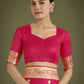 Monjolika Fashion Hot Pink With Gold Bordar Banarasi Woven Satin Saree | Swadesiicart