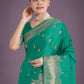 Monjolika Fashion Turquoise With Gold Bordar Banarasi Woven Satin Saree | Swadesiicart