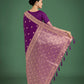 Monjolika Fashion Purple With Gold Bordar Banarasi Woven Satin Saree | Swadesiicart