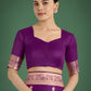 Monjolika Fashion Purple With Gold Bordar Banarasi Woven Satin Saree | Swadesiicart