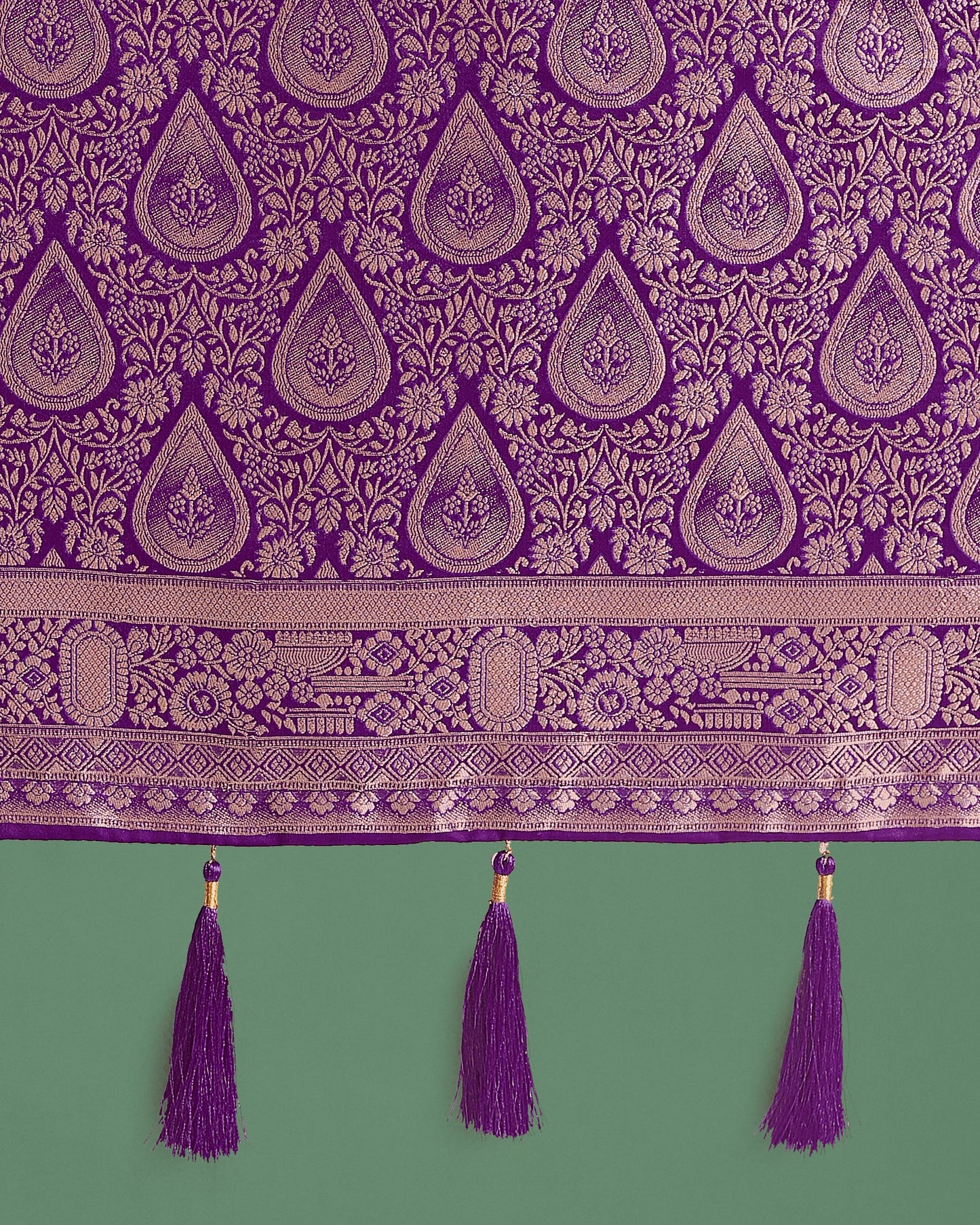 Monjolika Fashion Purple With Gold Bordar Banarasi Woven Satin Saree | Swadesiicart