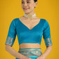 Monjolika Fashion Cyan blue With Gold Bordar Banarasi Woven Satin Saree | Swadesiicart