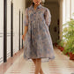 Vaasva Women Sky Blue Organza Marble Printed Dress | Swadesiicart
