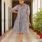 Vaasva Women Sky Blue Organza Marble Printed Dress | Swadesiicart