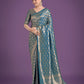 Monjolika Fashion Flattering Cyan blue Banarasi Satin Silk Zari Weaving Work Designer Saree | Swadesiicart