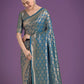 Monjolika Fashion Flattering Cyan blue Banarasi Satin Silk Zari Weaving Work Designer Saree | Swadesiicart