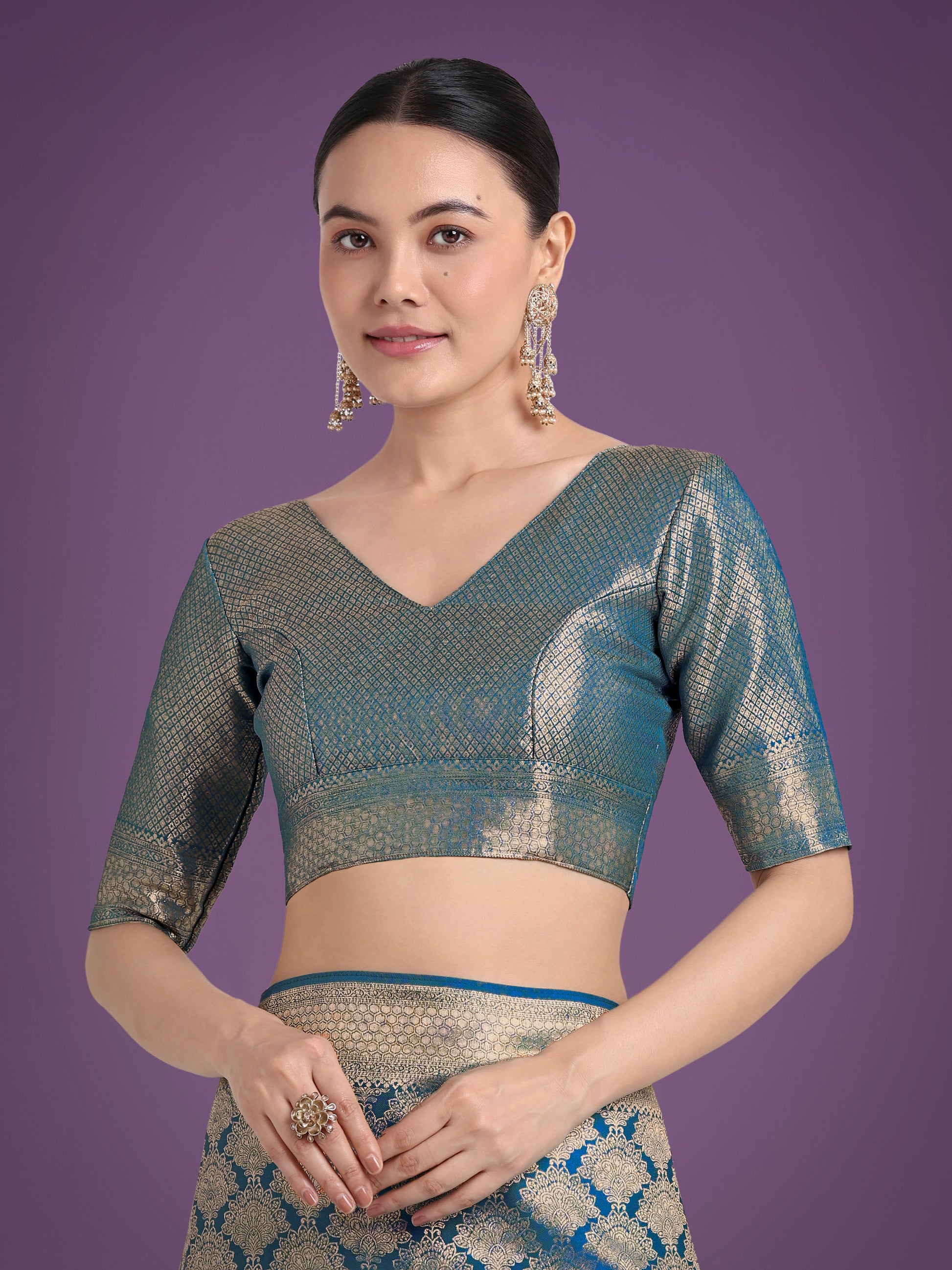 Monjolika Fashion Flattering Cyan blue Banarasi Satin Silk Zari Weaving Work Designer Saree | Swadesiicart