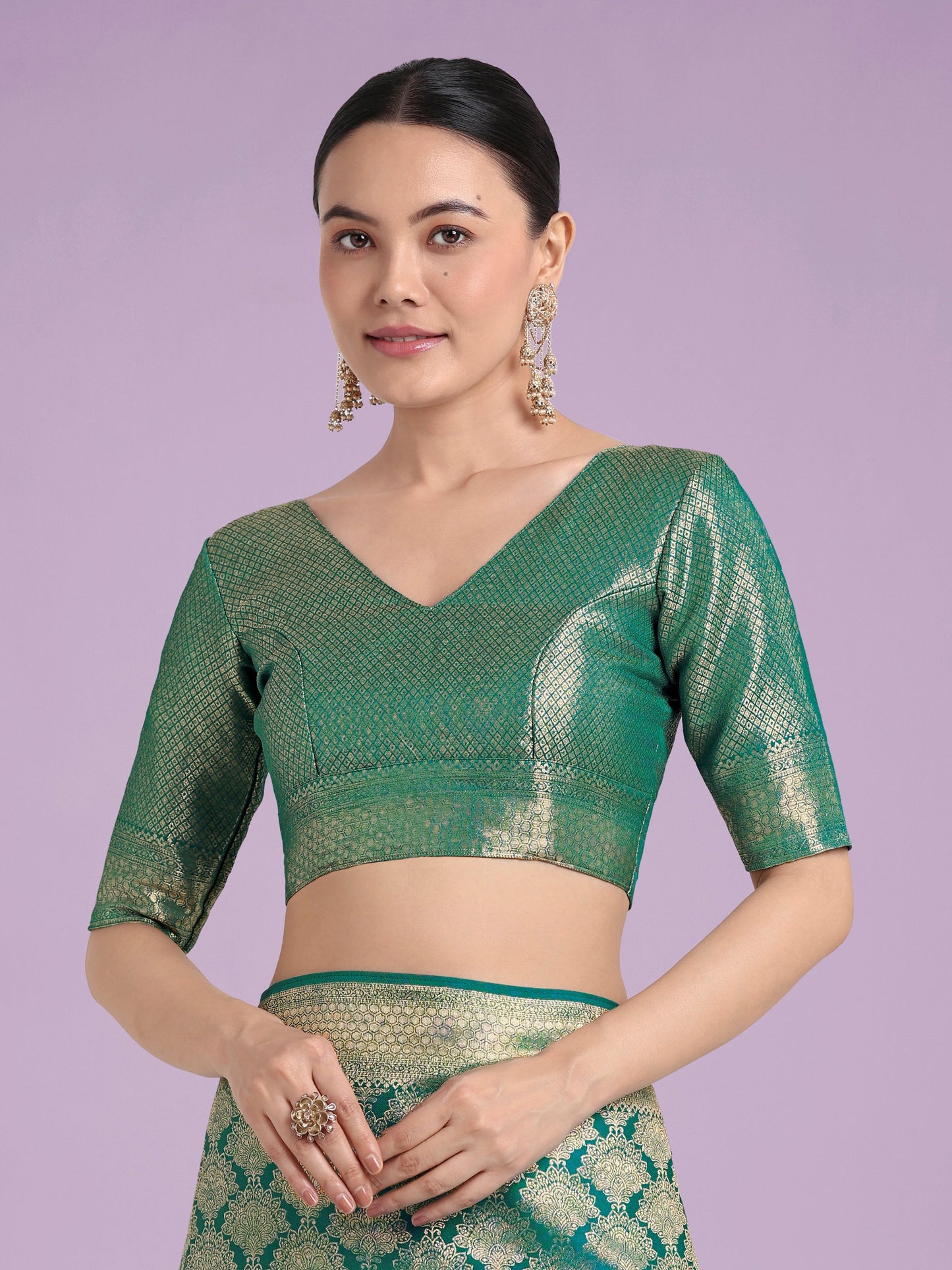 Monjolika Fashion Flattering Turquoise Banarasi Satin Silk Zari Weaving Work Designer Saree | Swadesiicart