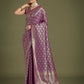 Monjolika Fashion Flattering Purple Banarasi Satin Silk Zari Weaving Work Designer Saree | Swadesiicart