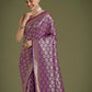 Monjolika Fashion Flattering Purple Banarasi Satin Silk Zari Weaving Work Designer Saree | Swadesiicart